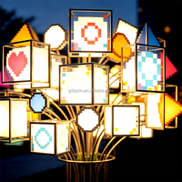 Lampada LED Pixel Cube Art Tree di Lianqiu, Illuminazione Paesaggistica con Telaio in Acciaio Inox 304, IP65 Impermeabile, Scultura da Esterno RGB Ra80 con Telecomando
