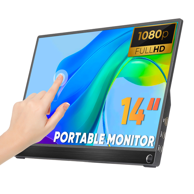 SIBOLAN 14 Inch 1080P FHD Full HD Gaming LCD Monitor IPS Panel Portable USB Screen Extender for Laptop Mobile Portable Devices
