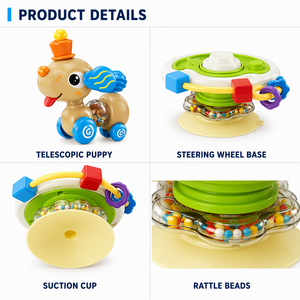 Suction Cup Spinning Toy High Chair Baby Rattle Toys with Steering Wheel <strong>Telescopic</strong> Dog Sensory Toy Set for Toddlers 18 Months - Product Image 4