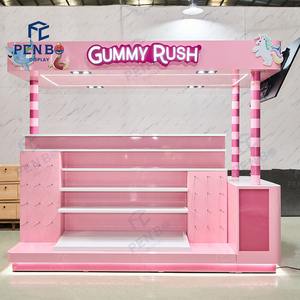 Chọn và trộn kẹo hiển thị kiosk kẹo màu hồng kiosk hiển thị đồ nội thất 3D kiosk thiết kế kẹo Showcase để bán - Product Image 1