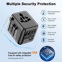 Pengisi Daya Cepat PD 35W Ringkas Adaptor Perjalanan Universal Dunia 3 Port Tipe-C 2 Port USB Tahan Api Jam Tangan Pintar Earphone Ponsel