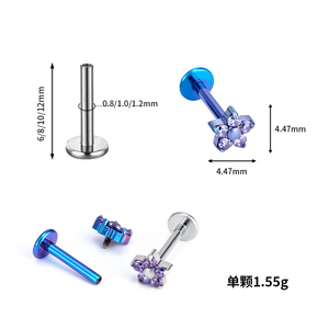 एस्टम f136 टाइटेनियम मिश्र धातु फूलों की स्टड ईयररिंग्स एण्डिलाइज्ड हाइपोएलर्जेनिक भेदी गहने - Product Image 3