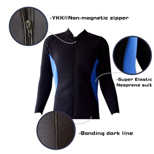 Combinaison de plongée intégrale en néoprène noir et bleu à manches longues avec fermeture éclair sur le devant pour la plongée, la natation, la pêche, imperméable et résistante au froid pour adultes - Product Image 3