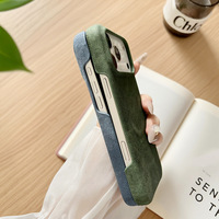 Coque de Téléphone Magnétique en Jean sur Mesure pour iPhone 17 16 15 Pro Max, Demi-Étui de Protection en Cuir PU Tendance