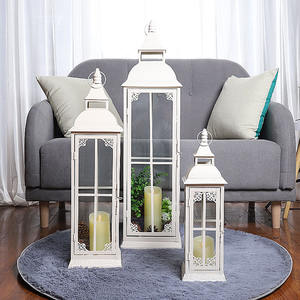 European Style Outdoor Glass Floor Metal <strong>Lantern</strong> Garden Decoration Model <strong>Candle</strong> Holder Ornaments Iron Wind <strong>Lanterns</strong> - Product Image 4