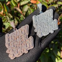 Personnalisé Glacé Vvs Moissanite Nom Chaîne Pendentif Homme Or 18K Baguette Lab Cultivé Diamant Hip Hop Lettre Collier Pendentif