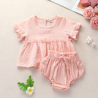 Été Bébé Fille 6 mousseline de coton tops robe à volants Tenue Boutique Enfant En Bas Âge 2pcs dentelle tarif cloche Enfants Vêtements Ensemble