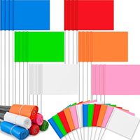 Lot de 50 drapeaux de marquage en plastique fluorescents orange-rouge inscriptibles de 15x4x5 pouces pour pelouse et irrigation