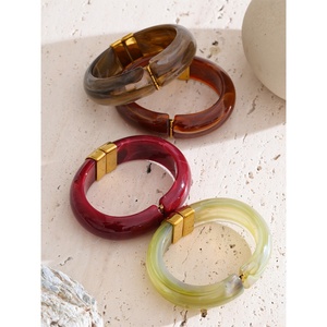 Mchic 3383 Stainless Steel Chunky Bangle Bracelet Thick <strong>Acrylic</strong> Multicolor Women Fashion <strong>Jewelry</strong> for Wholesale 66mm Gift - Product Image 5