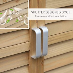 Caseta de Almacenamiento de Jardín de Madera de 2 Puertas con Madera de Abeto Sólida Resistente al Agua 87L X 46.5W 96.5Hcm Natural - Product Image 2