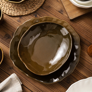 Bộ đồ ăn bằng gốm cổ điển với tấm cạnh lượn sóng bát chén cho nhà hàng cafe - Product Image 2