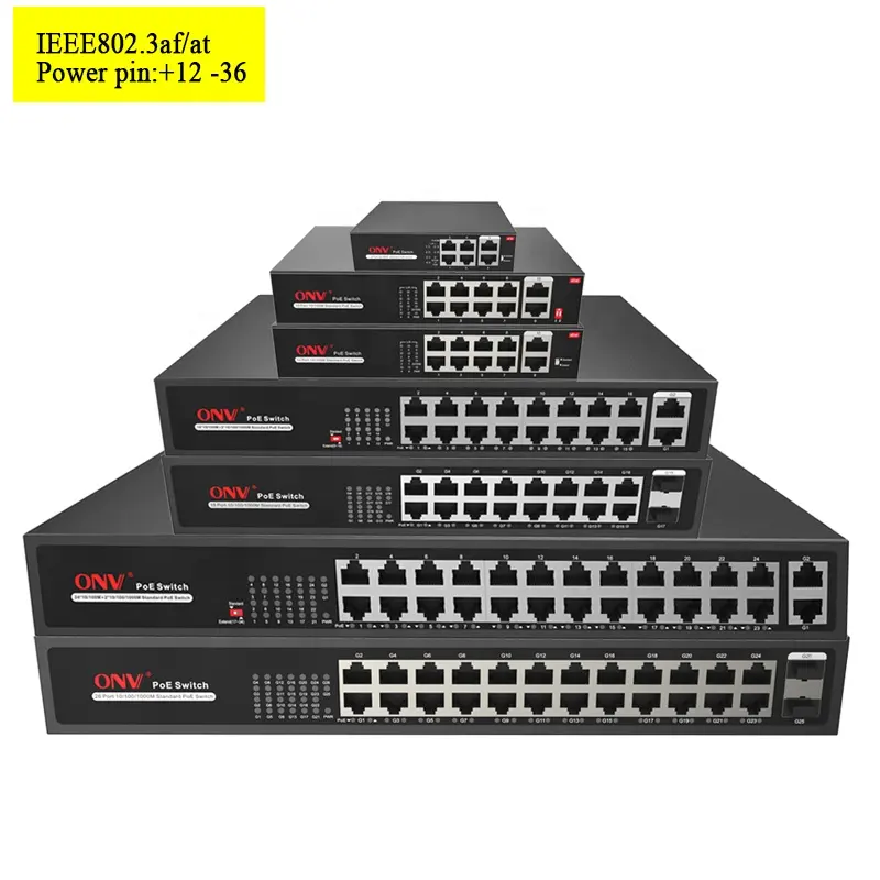 Principais fornecedores de classificação 4 6 8 10 16 18 24 26 porta 10/100m ip ethernet poe switch não gerida