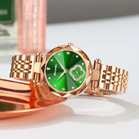 Montre-bracelet à quartz pour femme SKMEI 2718, cadran incrusté de diamants, trèfle à quatre feuilles, bracelet en acier inoxydable étanche, montre cadeau pour femme