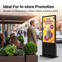 Lecteur publicitaire LCD 4K haute définition IP54 sur pied pour intérieur, avec animation, CMS basé sur le cloud, revêtement anti-reflet, en aluminium