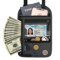 Portefeuille de cou antivol avec logo personnalisé, blocage RFID, porte-passeport de voyage, organiseur de documents, pochette bandoulière avec fenêtre d'identification