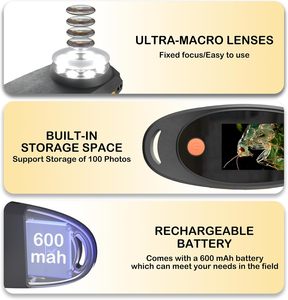 2.0 Inch IPS <strong>Handheld</strong> Digital <strong>Microscope</strong> Portable 500x Magnification 8 Adjustable 3-Level LED Lights <strong>USB</strong> Compatible For - Product Image 2