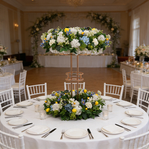 Nouveau produit : Grande couronne de fleurs de 96 cm, décoration en soie blanche, arrangement de fleurs et de plantes d'hortensia et de roses, fournitures - Product Image 1