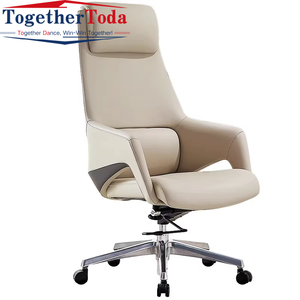 Chaise de bureau de direction moderne en cuir luxueux avec dossier haut et appui-tête réglable pour bureaux de patron/directeur - Product Image 2