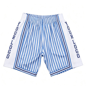 Shorts de basket-ball pour homme Healy, bleu et blanc rayés, taille élastique, respirant, en mesh, décontractés, avec impression latérale des Lakers - Product Image 2