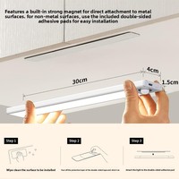 Bande lumineuse LED à détecteur de mouvement, dimmable, lumineuse, rechargeable par USB, sans fil, à coller, veilleuse pour placard, télécommande magnétique