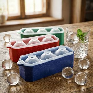 Customized High Quality <b>Block</b> Clear Round Ball Maker Silicone Popsicle Whiskey Coffee Ice Cream Mold Ice Cube Tray with Lid - Product Image 1