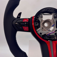 Volant de course SSY OEM personnalisé en cuir perforé avec palettes de commande multifonctions rouges pour 3/4/5/X3/X5/X7 40mm