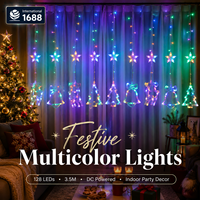 Guirlandes lumineuses de Noël JeeFine pour intérieur, télécommande, étoiles à cinq branches, fil de cuivre, LED, AC 220V, indice de protection IP44, 2,5 m