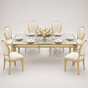 Elegante Mesa de Banquete Rectangular de Acero Inoxidable con Tapa de Espejo, Delantal Recortado y Patas Cónicas al por Mayor - Product Image 4