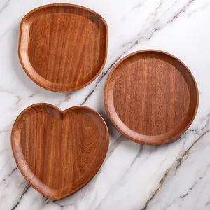 Ebony Wood Serving Platters Round Shell Heart Shaped Food Serving Trays for Small Cheese Fruit Charcuterie Dessert Appetizer