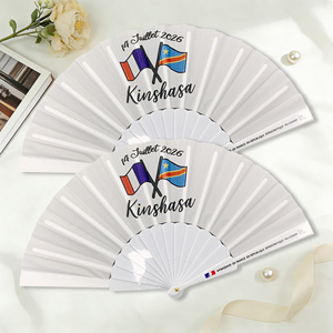 พัดพับลายพิมพ์สีขาวแบบกำหนดเอง พัดพับสำหรับงานแต่งงาน ของขวัญ - Product Image 1
