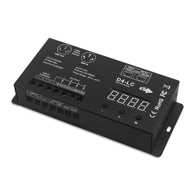 New Product High Power 4 Channels RGBW Decoder for Digital Display Constant Voltage DMX512 Decoder