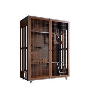 Villa de Lujo Moderna de Madera Maciza para Gatos, Jaula Interior Multicapa con Área de Inodoro Integrada y Puerta de Cristal para Sala de Estar, Venta al por Mayor - Product Image 5