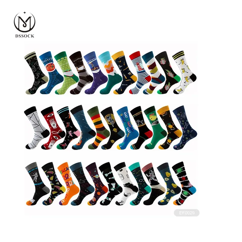 Chaussettes de bonheur faites sur mesure pour hommes, chaussettes amusantes personnalisées avec logo