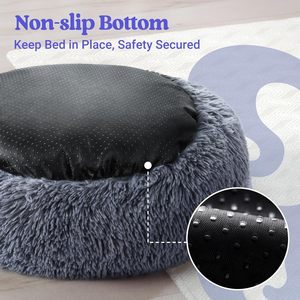 Cucce Calmanti per Gatti da Interno, Morbide e Calde, a Forma di Ciambella, in Finta Pelliccia, con Bordo Rialzato e Base Antiscivolo - Product Image 4