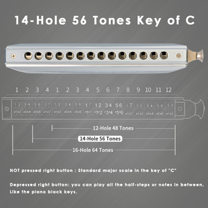 Armónica Cromática NAOMI Swan de 10/14/16 Orificios, 40/56/64 Tonos, Cubierta de Acero Inoxidable con Deslizamiento de Precisión para Principiantes - Product Image 5