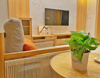 Fauteuil de détente avec accoudoirs en corde tressée, structure en bois massif, siège individuel durable en bois, fauteuil relaxant avec coussin en mousse souple