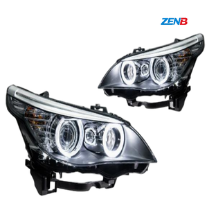 Pour BMW Série 5 E60 2003-2010, ensemble de phares version ancienne modifiée en version nouvelle avec lentille de projecteur LED Angel Eye pour feux de croisement - Product Image 1