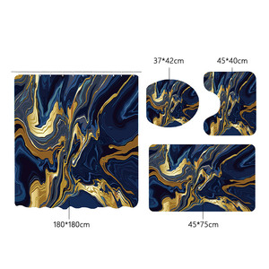 Tenda <span class=keywords><strong>da</strong></span> Doccia Blu Effetto Batik Impermeabile e Antimuffa con Ganci e Set Tappetino Antiscivolo per Casa - Product Image 5