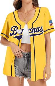 Maillot de baseball surdimensionné rayé à boutons pour femme, grande taille, avec logo et numéro personnalisés, style <span class=keywords><strong>hip</strong></span>-<span class=keywords><strong>hop</strong></span> - Product Image 5