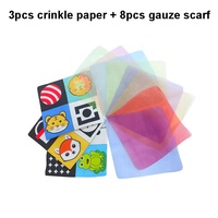 Boîte à mouchoirs en tissu Montessori pour bébé, jouet sensoriel à contraste élevé, boîte à mouchoirs en peluche pour tout-petits avec papier froissé et foulards