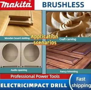 Recortadora Inalámbrica Makita <span class=keywords><strong>DTR</strong></span> 50, Recargable, Sin Escobillas, 10000-30000 RPM, Mandril de 6-8 mm, Portátil, para Trabajos en Madera, Grabado, Fresado y Ranurado - Product Image 3