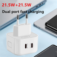 Chargeur mural rapide USB-C 43W PD 20W avec câble pour téléphone et appareil photo, prise UK EU US, 2 ports Type-C