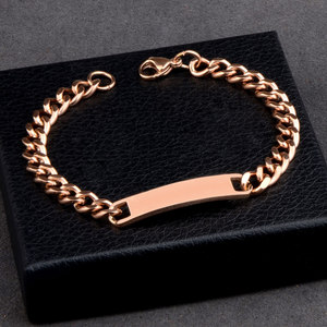 Classique Bracelet Chaîne <span class=keywords><strong>Gourmette</strong></span> Cubaine en Acier Inoxydable avec Logo Gravé, Idéal Cadeau Bijoux pour Couples - Product Image 3
