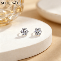 Boucles d'oreilles de luxe en argent sterling 925 avec halo de diamants GRA 1ct 2ct, en or blanc, avec grappe de fleurs en moissanite VVS pour femmes et hommes