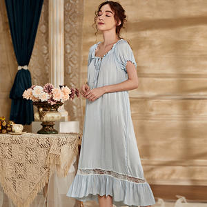 Chemise de nuit en coton pour femme, manches courtes, à lacets, à volants, vintage, <span class=keywords><strong>princesse</strong></span> victorienne, lolita, fée. - Product Image 2