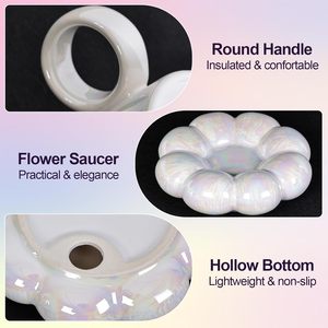 Coffees Saueer Macaron Glaze <b>Saucer</b> Afternoon Camellia Tea Porcelain Pottery Ceramic Drinking Sun Flower Mug <b>Cup</b> and Plates - Product Image 4