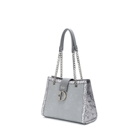 Sac fourre-tout de luxe gris pour femme, motif gaufré, sac messager pour femme avec poignée chaîne, idéal pour le bureau, le shopping et les trajets quotidiens