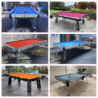 Table de billard haut de gamme personnalisable avec supports de pieds transparents en verre cristal, adaptée aux tables de billard standard pour la maison et les clubs