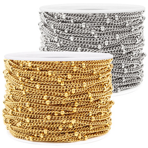 In acciaio inox placcato <span class=keywords><strong>oro</strong></span> catena di perline con Clip fai da te per collana e bracciale rendendo sottile catena clavicola con Logo personalizzabile - Product Image 4