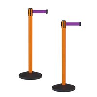Barrière de ceinture escamotable de poteau enduit orange de Chrome pour l'aéroport